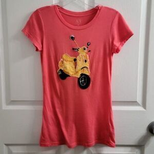 Armani Exchange Coral T-Shirt‎ with Yellow Sequin Scooter